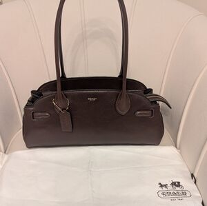 Empire Carryall Bag 34 -Coach Dark Brown Leather Double-Handle Shoulder Bag